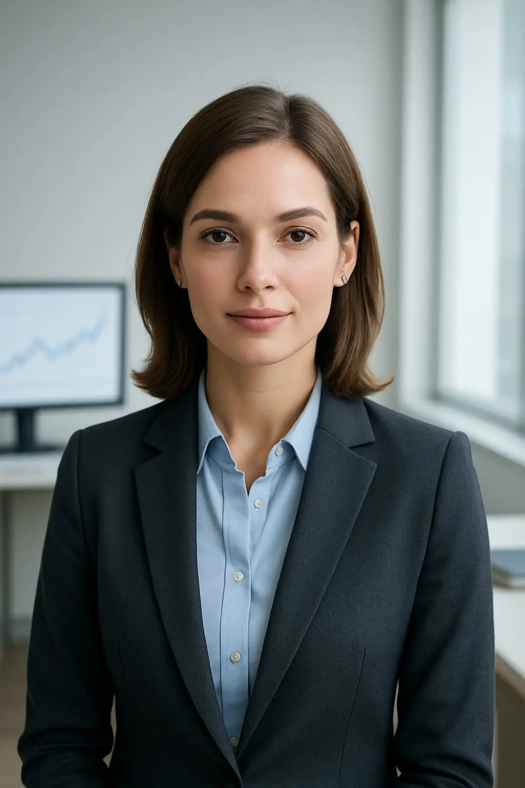 Profilbild einer Analystin in neutralem Arbeitsumfeld