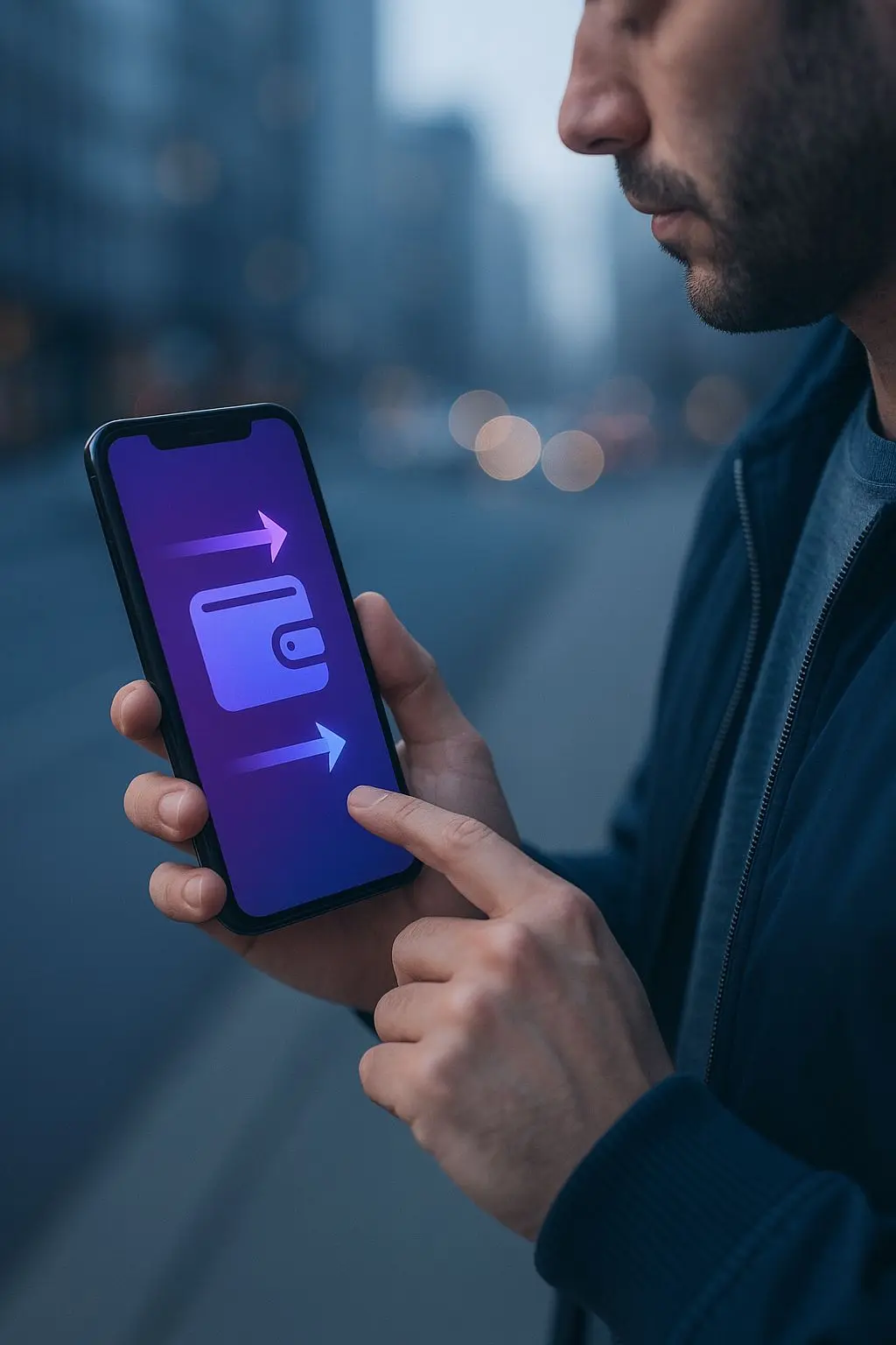 Mobiler Spieler mit Smartphone und schnellen Wallet-Transaktionen