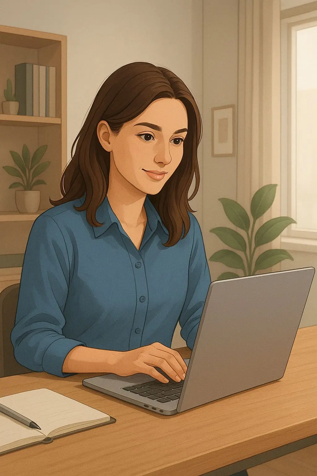 Illustration einer Autorin und iGaming-Expertin am Laptop