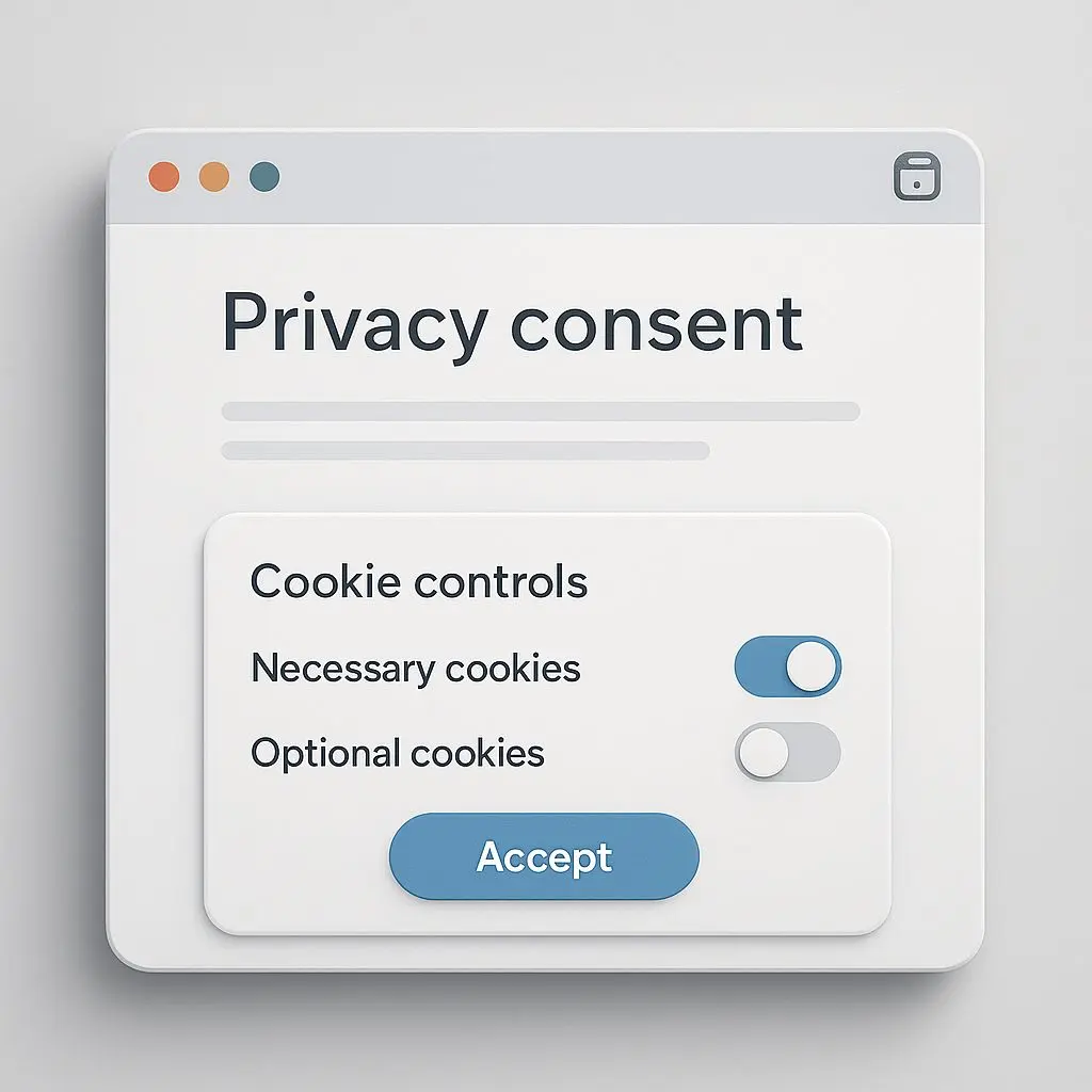 Abstrakte Darstellung von Cookie- und Consent-Management im Browser