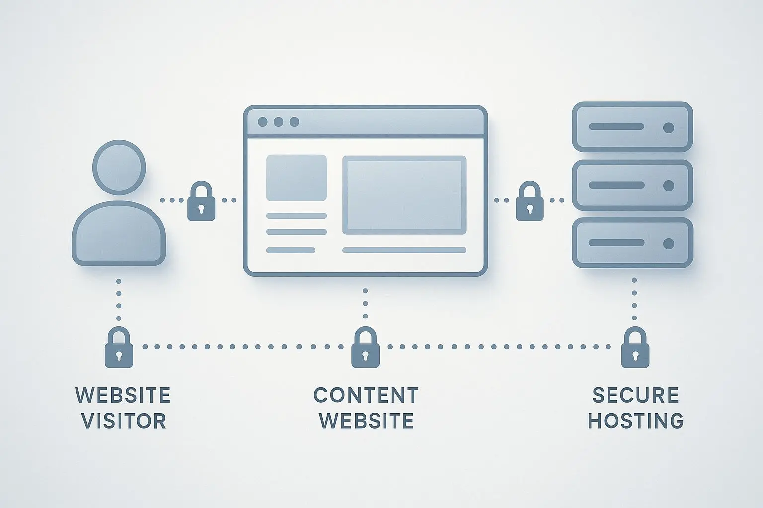 Schematische Darstellung des Datenflusses zwischen Nutzer, Website und Hosting-Servern
