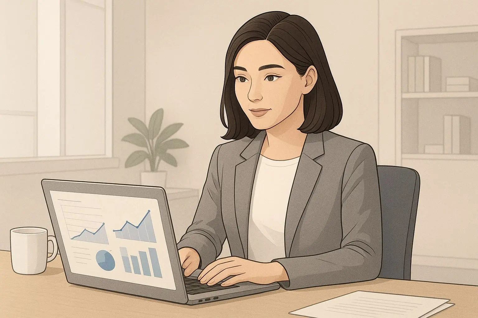 Neutrale Illustration einer Autorin im iGaming-Kontext