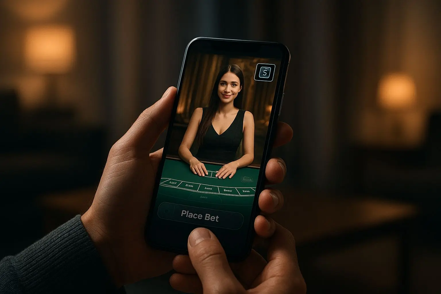 Mobiles Live-Spiel auf Smartphone mit Wallet-Option