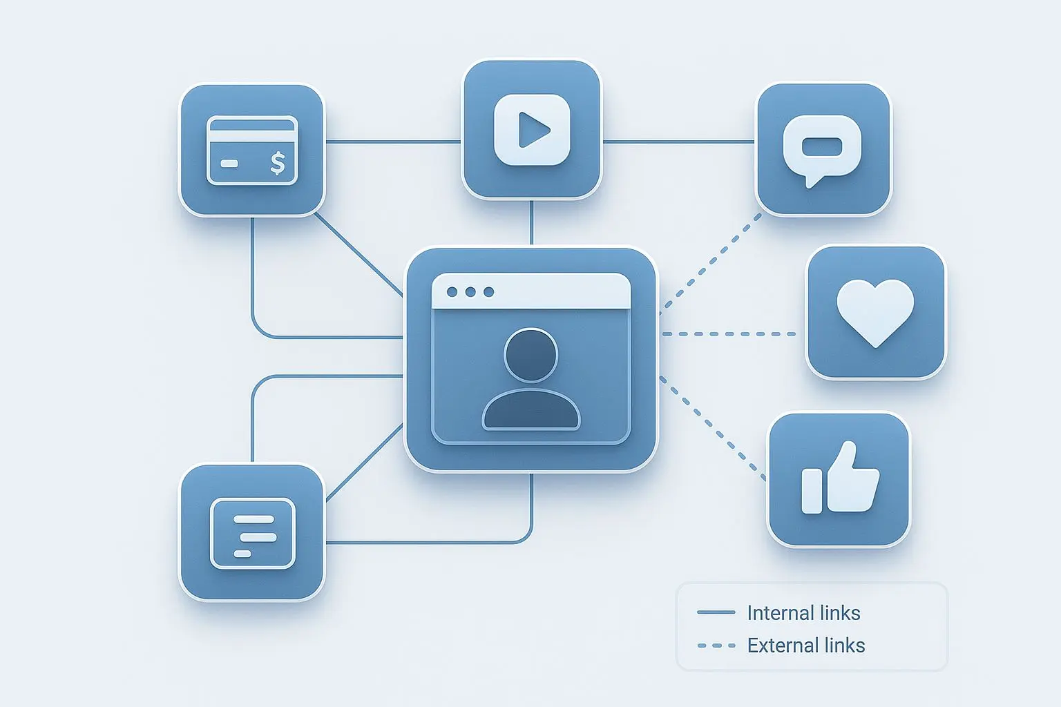 Grafik zu internen und externen Links einer Informationswebsite