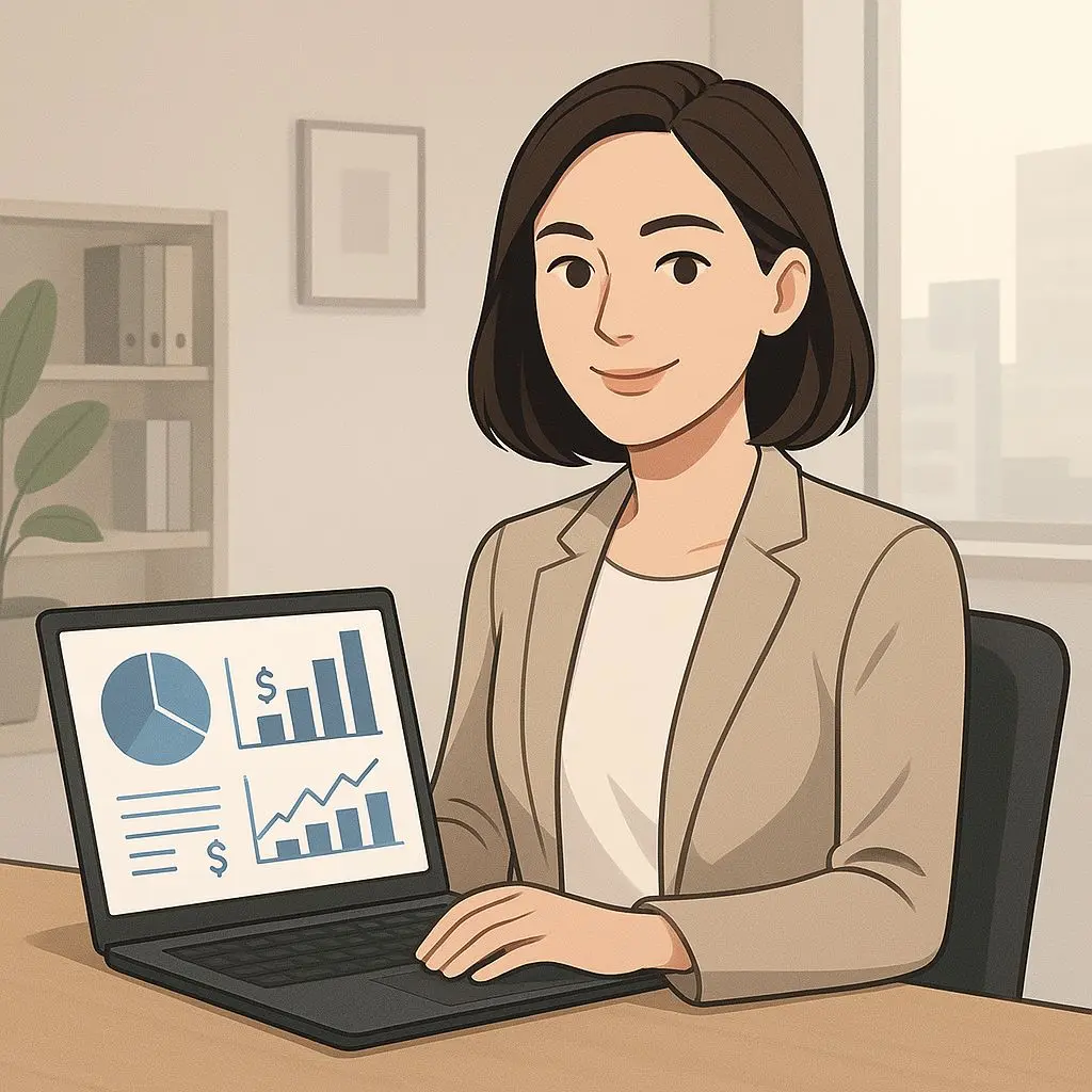 Illustration einer Autorin und Expertin für digitale Zahlungsmethoden