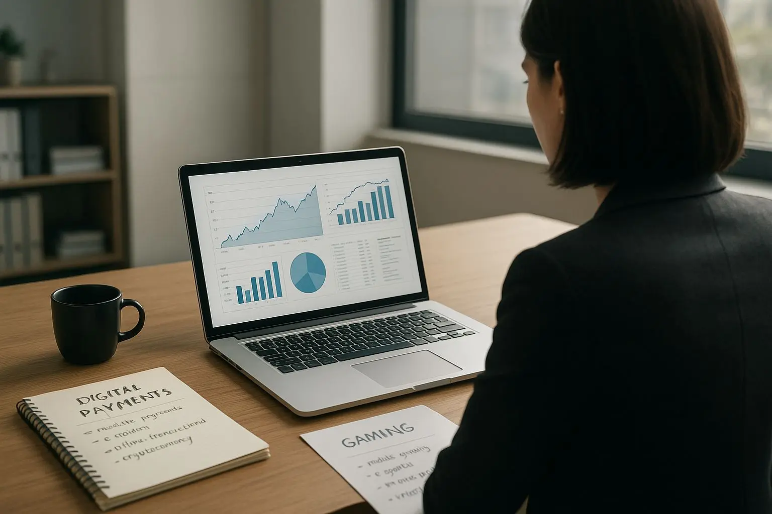 Expertinnen-Arbeitsplatz mit Analyse zu digitalen Zahlungsmethoden