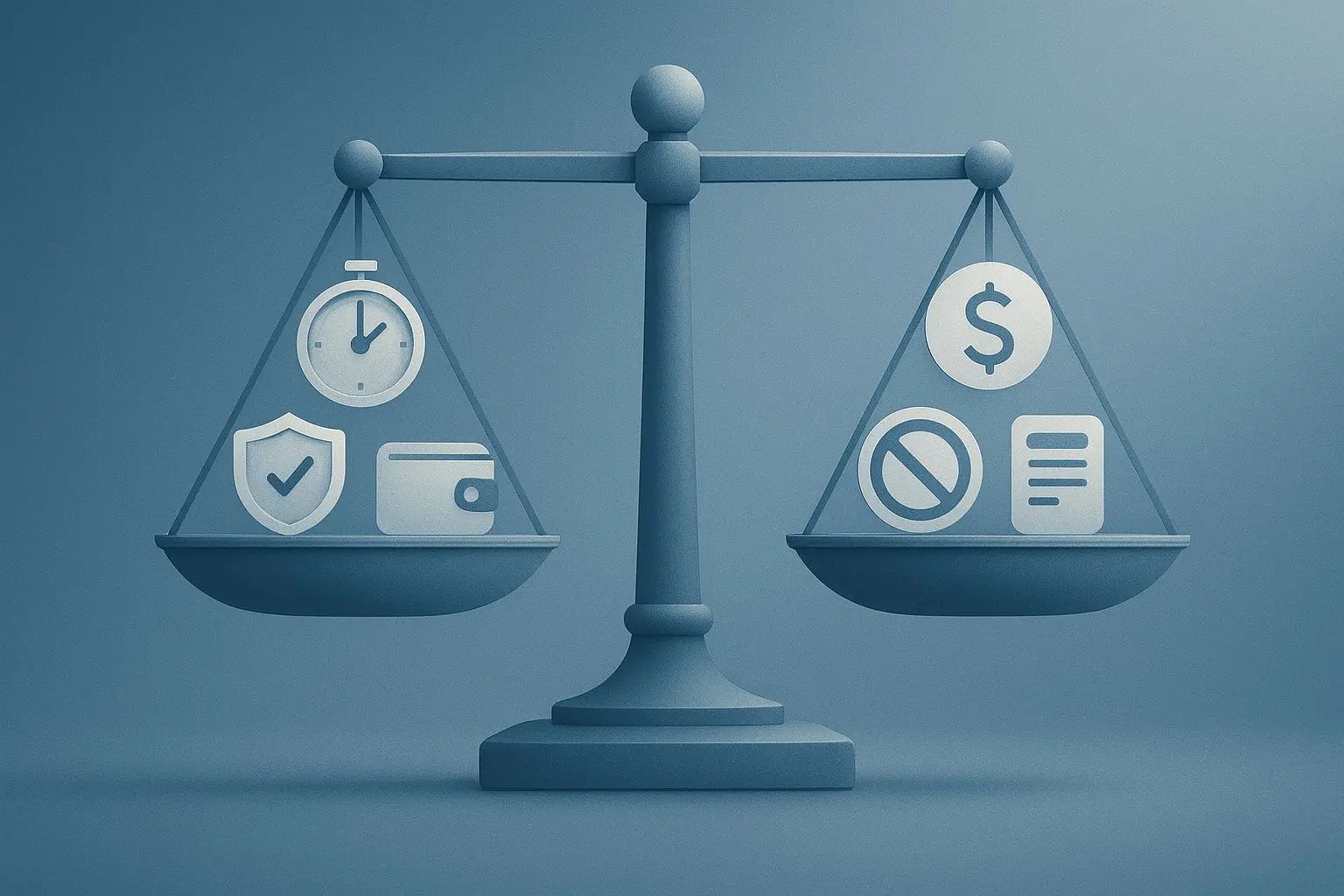 Pro-und-Contra-Darstellung einer digitalen Wallet für Echtgeldzahlungen